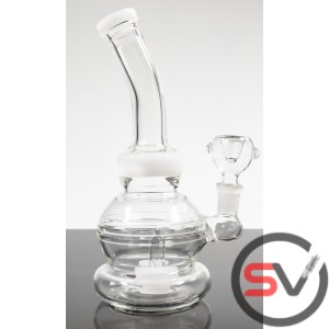 CURVED NECK ROUND BASE GLASS WATER PIPE 8inch